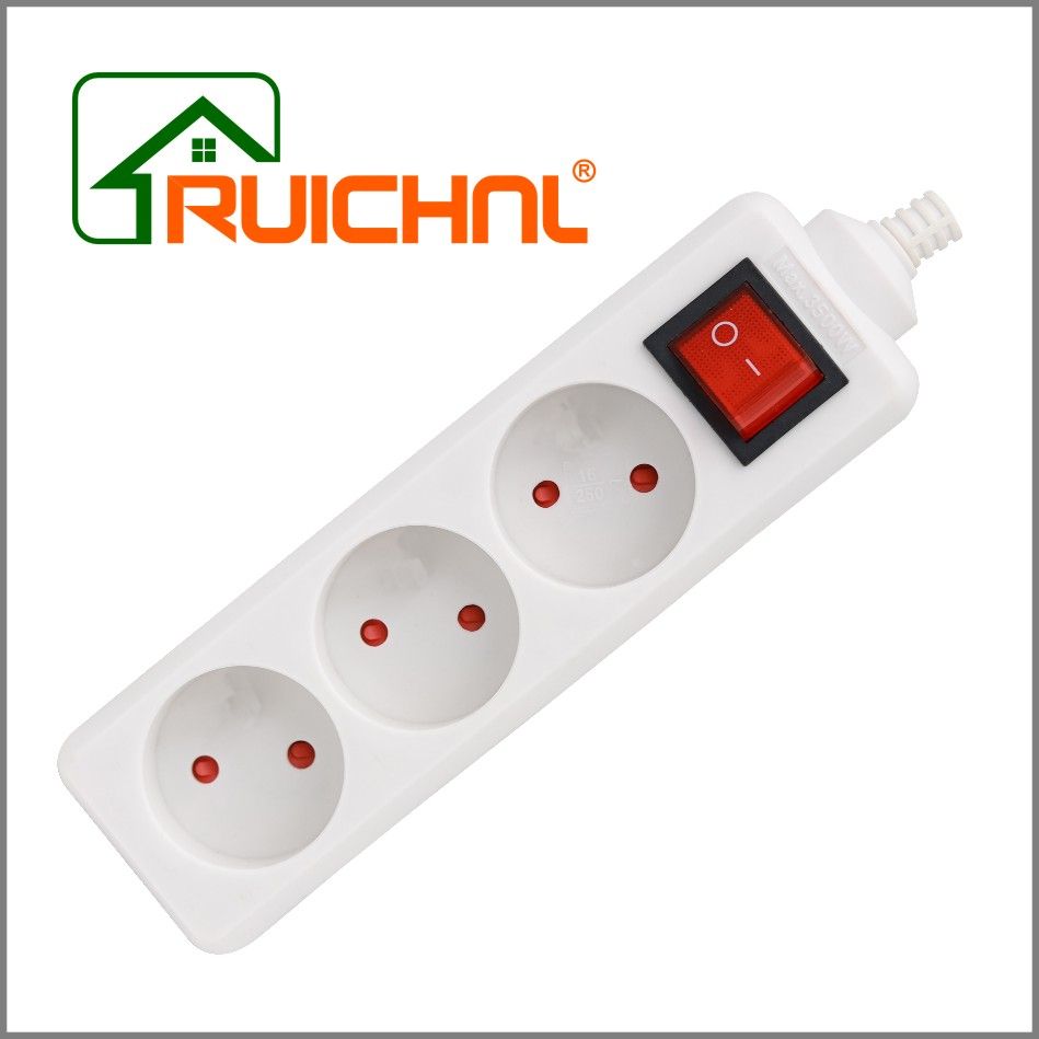 欧式拖线板 3孔荷兰式插板无接地 带开关插座 CE认证 品质保证