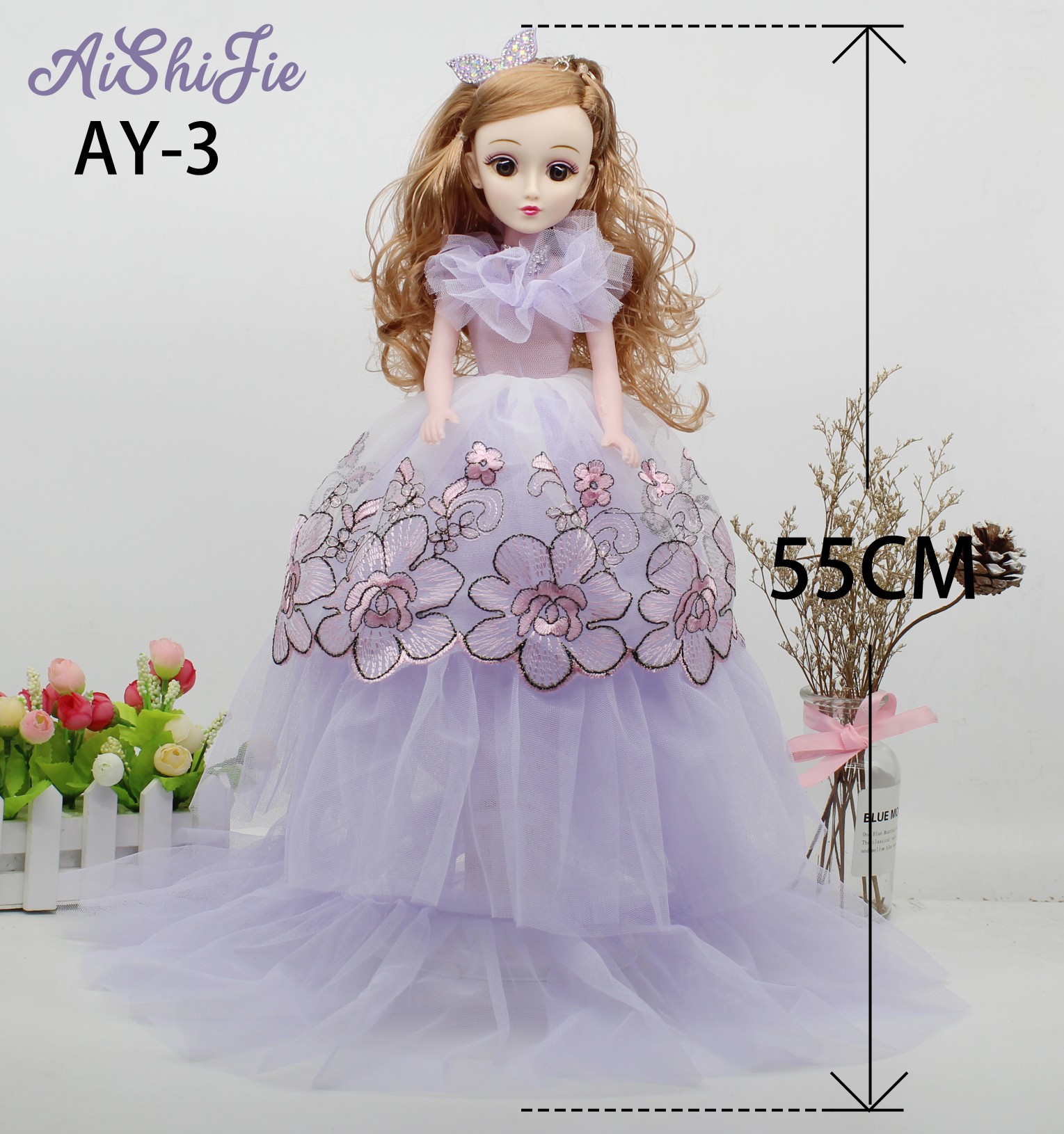 Factory direct 55cm leaf girl embroidery bilateral style will sing imitation Barbie doll child girl birthday gift thumbnail