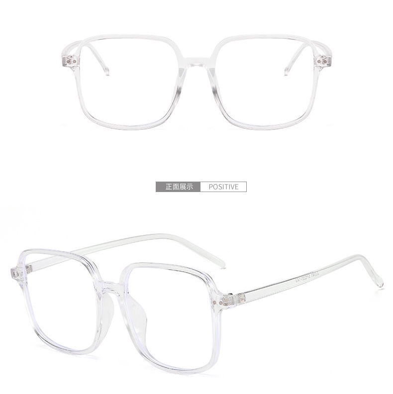 Black thick-framed simple new Korean lazy person's style flat light myopia glasses frame for women with big round faces Specification image