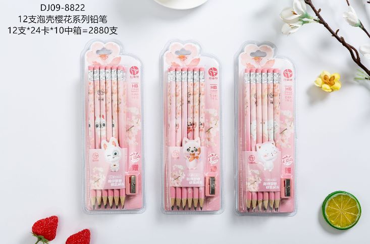 Yiwu Quality Product: 12 HB Pencils from Little Pine Tree Unicorn-horned Deer, Cherry Blossom Series Writing Pen DJ09-8822 details Picture