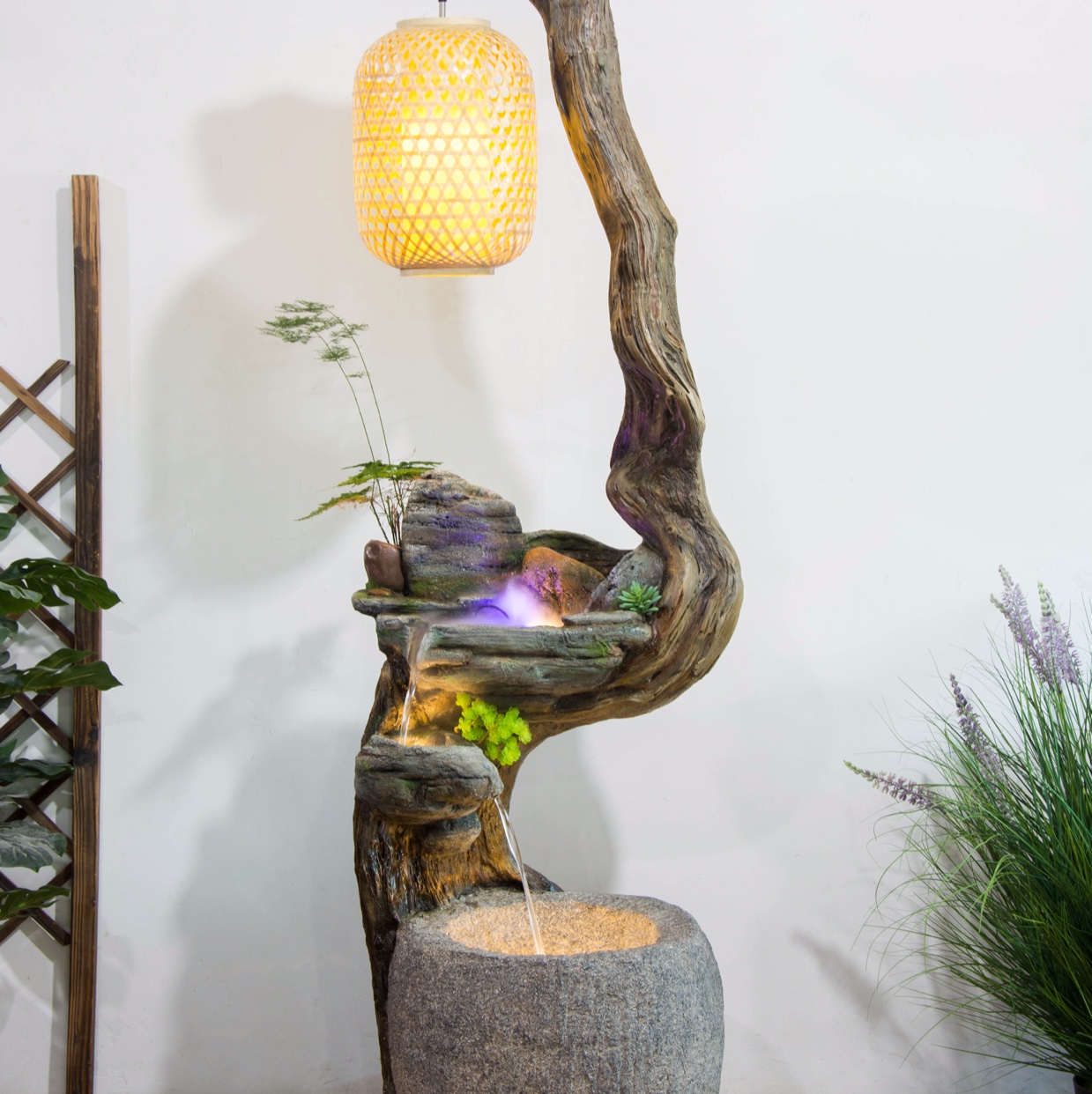 Korean hanging lamp simulation root water waterfall