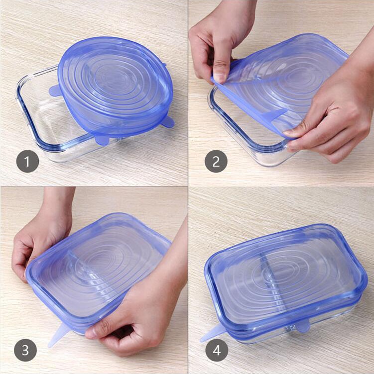 硅胶碗盖套装保鲜膜盖食物保鲜重复使用五个尺寸产品图