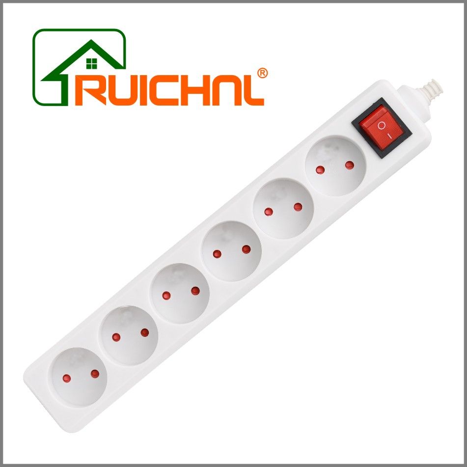 欧式拖线板 6孔荷兰式插板无接地 带开关插座 CE认证 品质保证