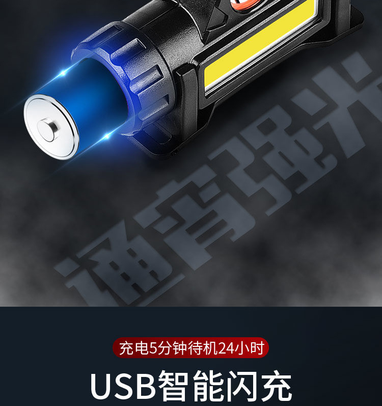 跨境led头灯强光cob头戴式户外夜钓鱼灯磁铁工作灯矿灯防水手电筒详情图9