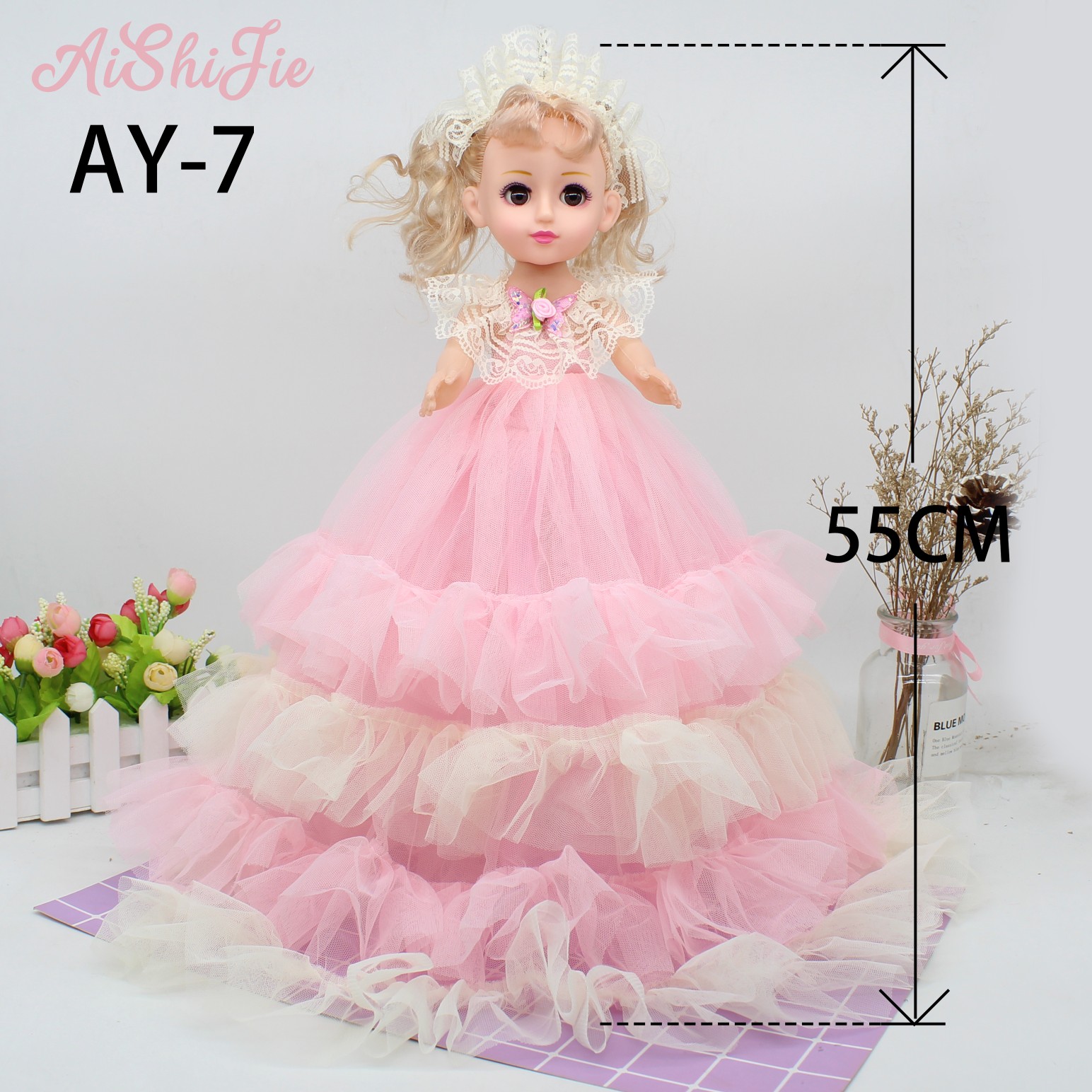The factory direct selling 55CMM4D eye simulation will sing Barbie simulation doll princess baby children wedding dress girl toy big thumbnail