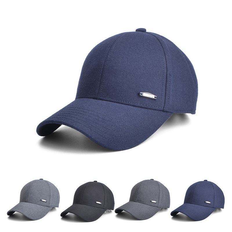 Autumn and winter Korean-style men's woolen casual baseball cap, genuine leather texture, versatile headscarf accessory, fashionable and warm cap full figure