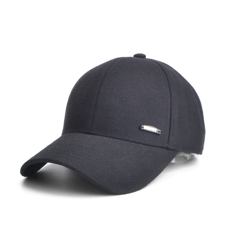 Autumn and winter Korean-style men's woolen casual baseball cap, genuine leather texture, versatile headscarf accessory, fashionable and warm cap details Picture