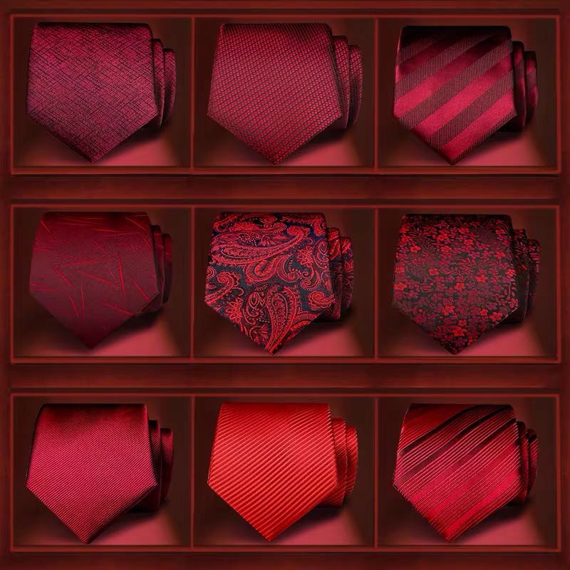 时尚红色结婚领带男 正装商务新郎伴郎婚礼职业窄休闲韩版酒红色图