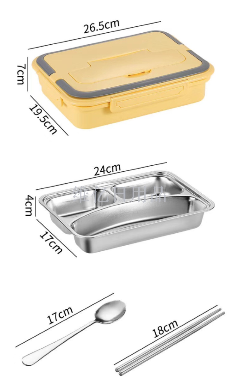 304 stainless steel lunch box, bento box, split type, office worker lunch box set, insulated, student cafeteria compartments, portable detail image 3