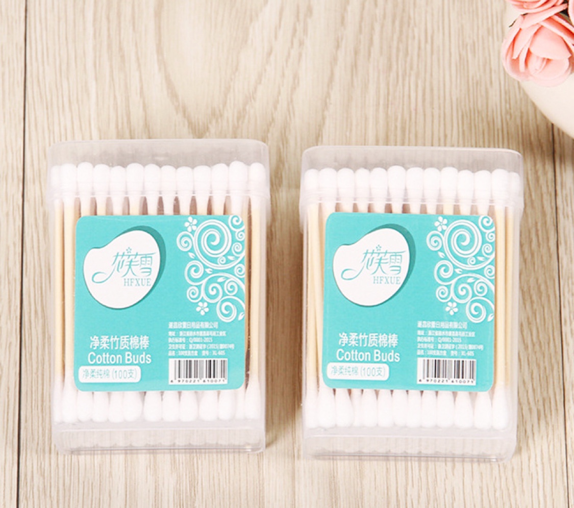 100 One-Piece Square Box Bamboo Swabs Specification drawing