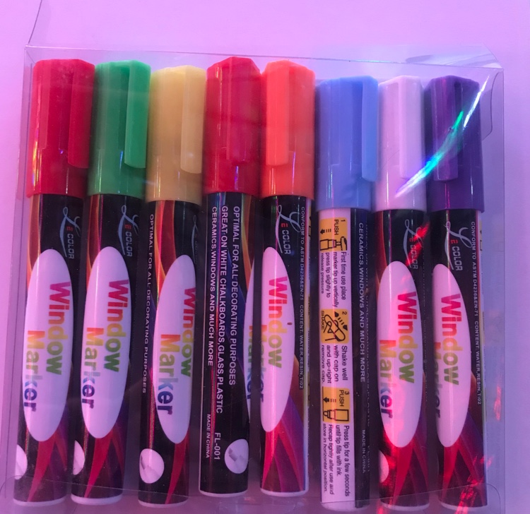 大容量6mm彩色多色荧光笔 液体可擦 LED荧光板专用笔8只盒装详情图1