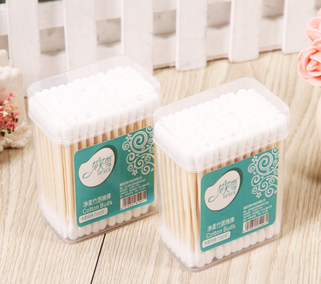 100 One-Piece Square Box Bamboo Swabs details Picture