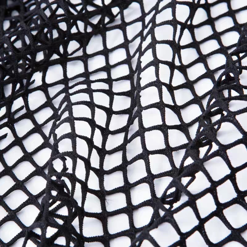 大眼菱形网眼布料渔网六角孔黑色补牛仔破洞镂空网格蕾丝面料图