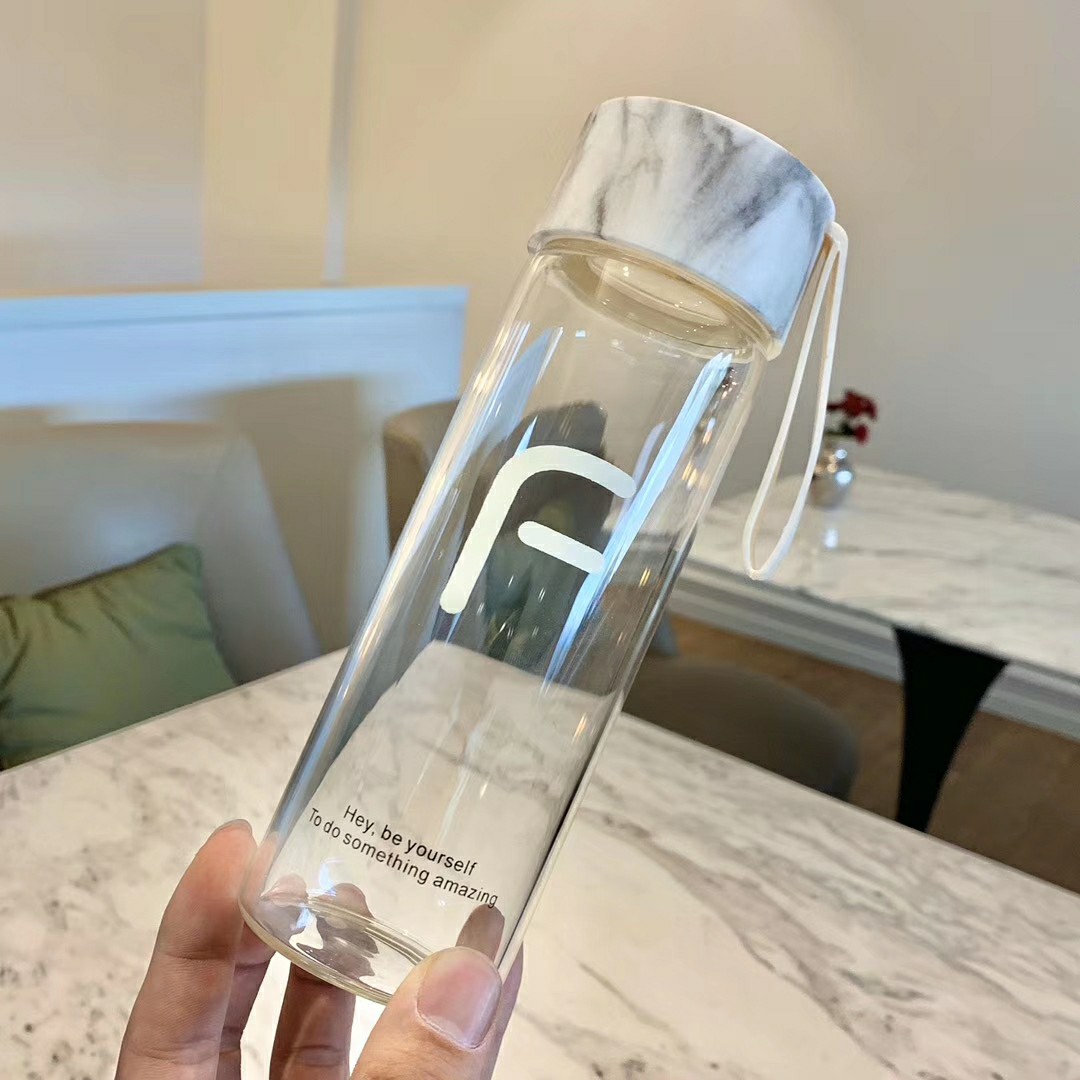 Simple marble-patterned covered glass cup details Picture