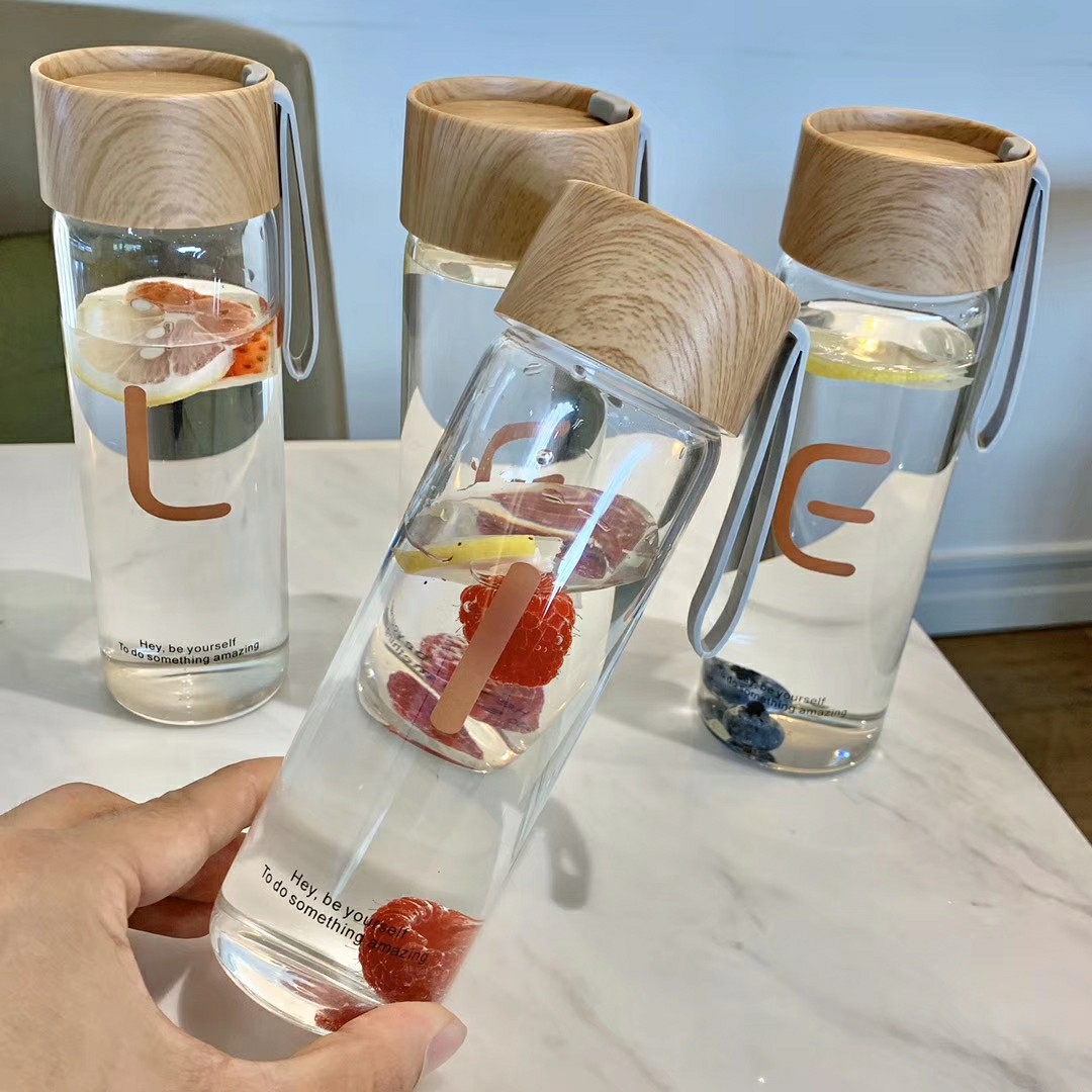 Simple wood-grain glass cup undefined