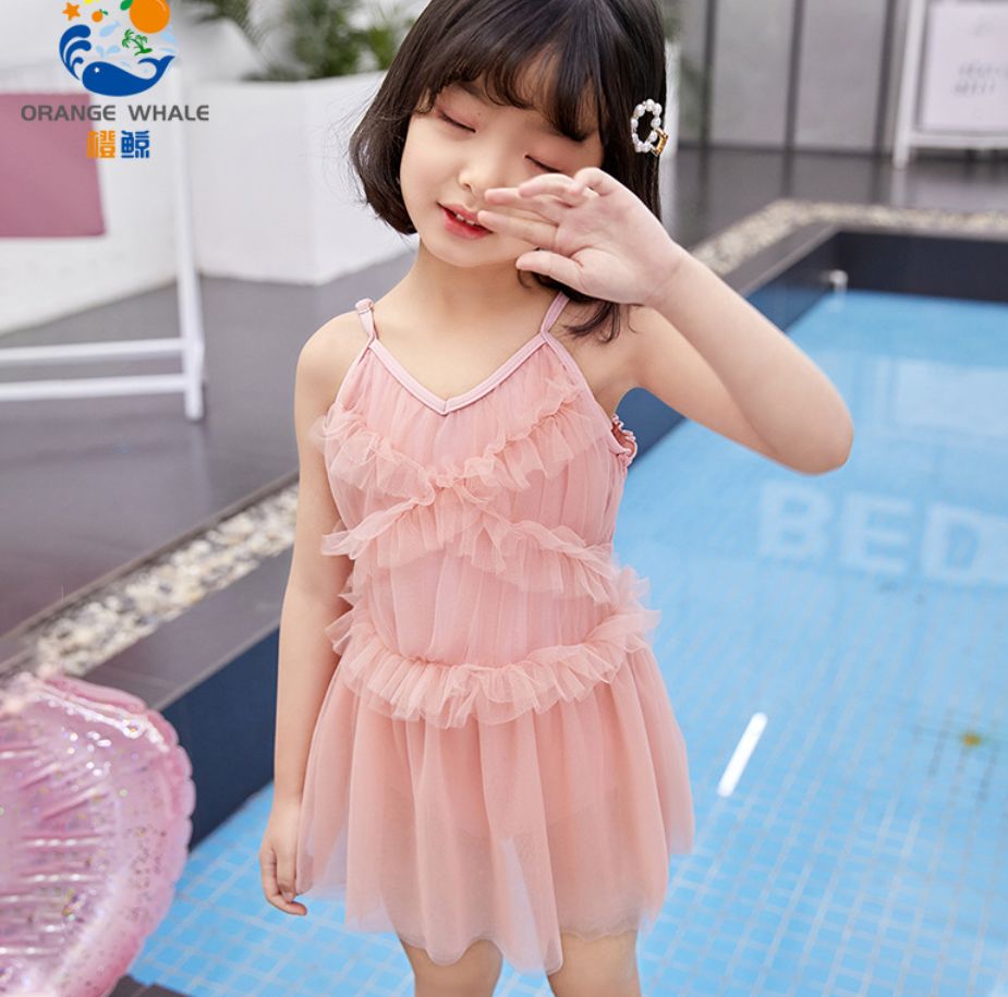 Children's swimsuit Girls girls lovely princess one-piece gauze skirt swimsuit baby hot spring swimsuit