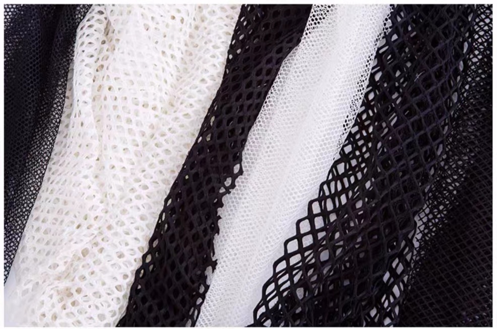 大眼菱形网眼布料渔网六角孔黑色补牛仔破洞镂空网格蕾丝面料产品图