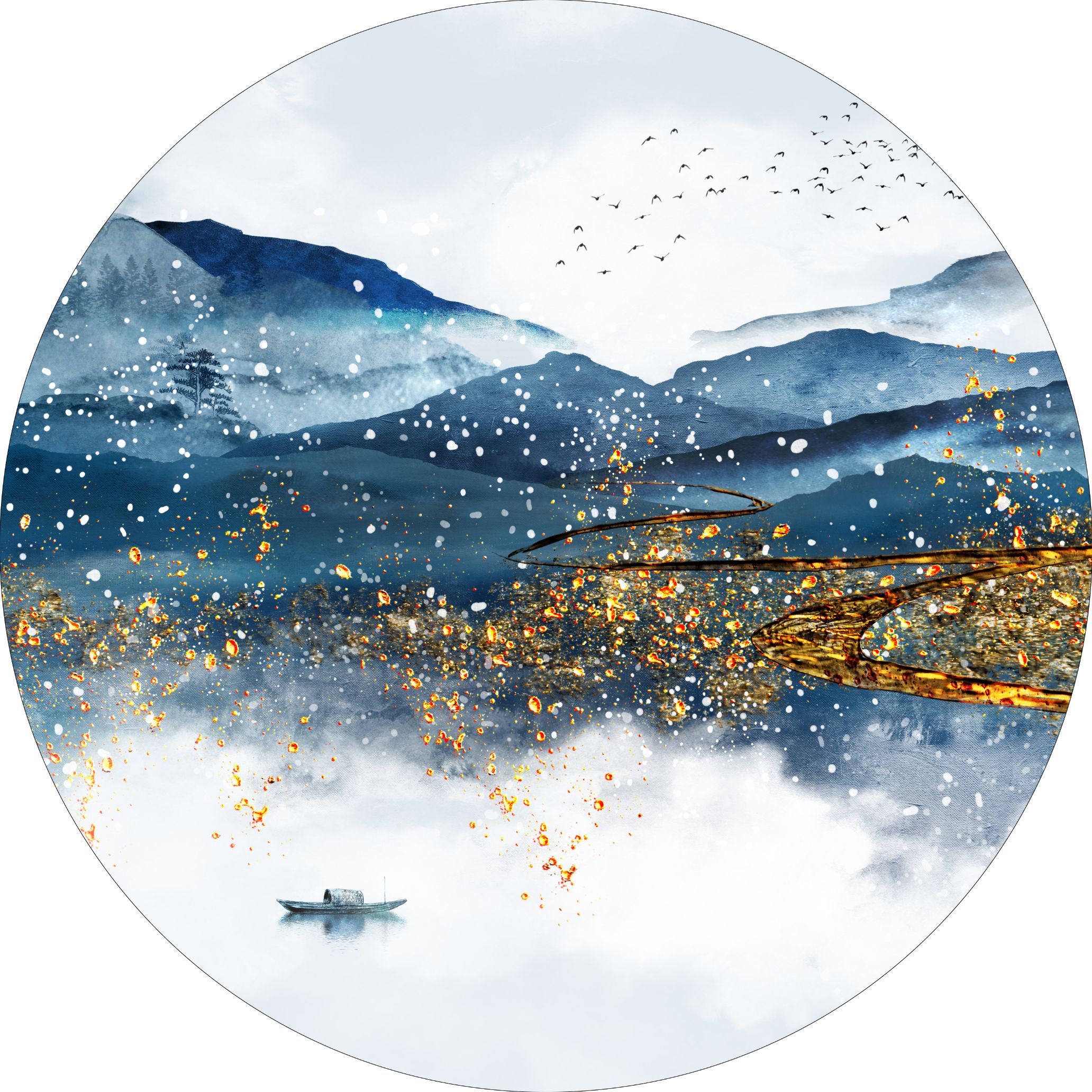 New Chinese style decorative painting in the living room thumbnail