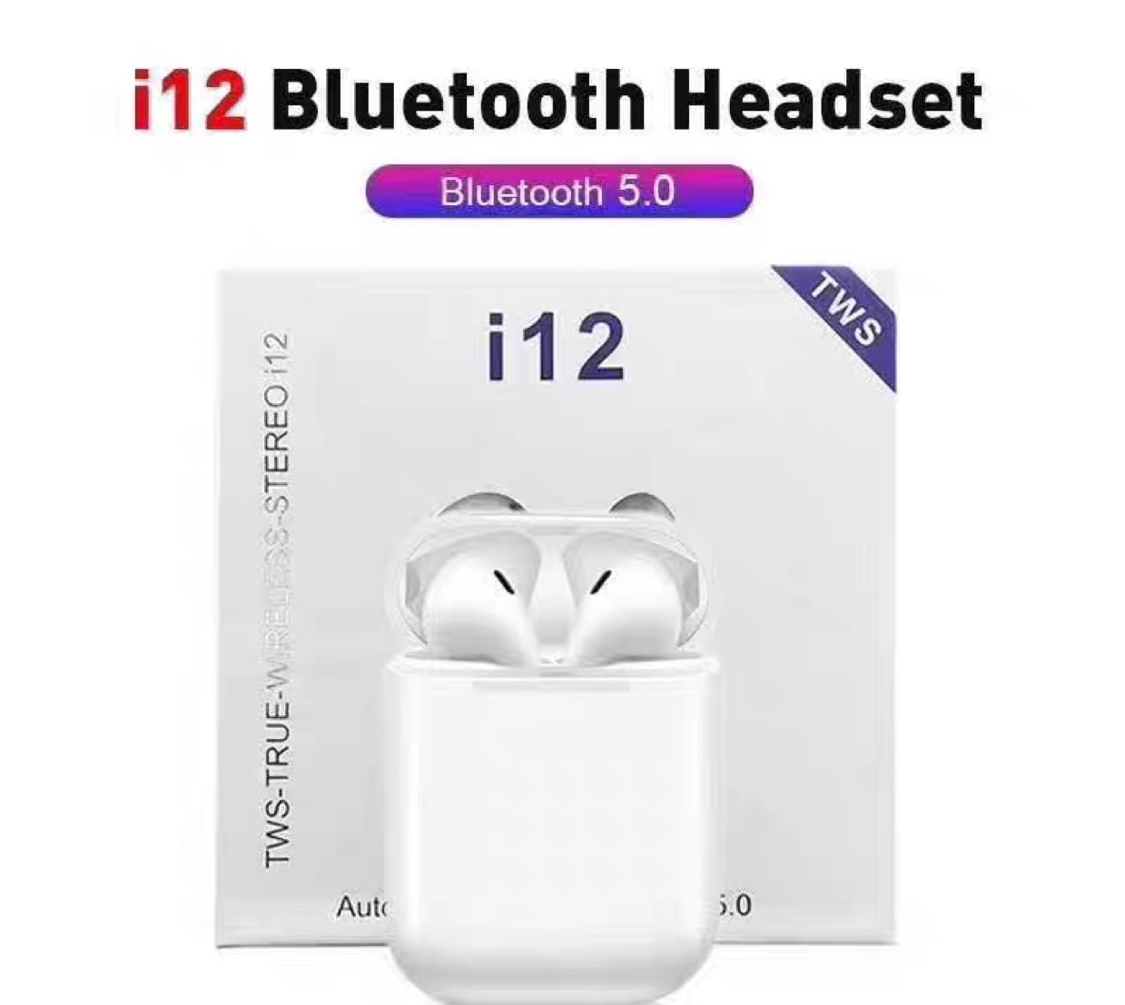 触摸i12无线蓝牙耳机5.0双耳tws运动耳机苹果华为安卓通用耳机带充电仓