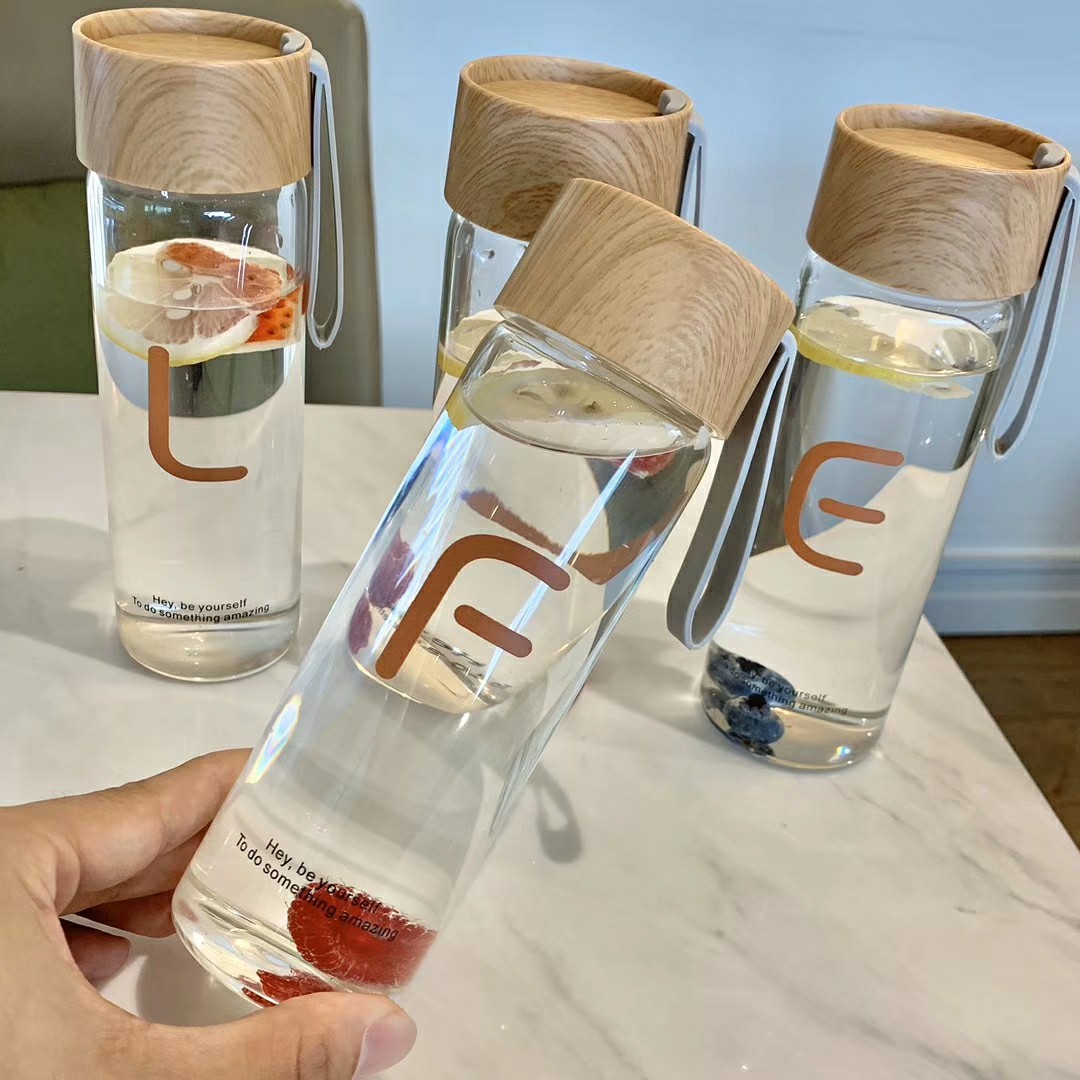 Simple wood-grain glass cup Item Picture