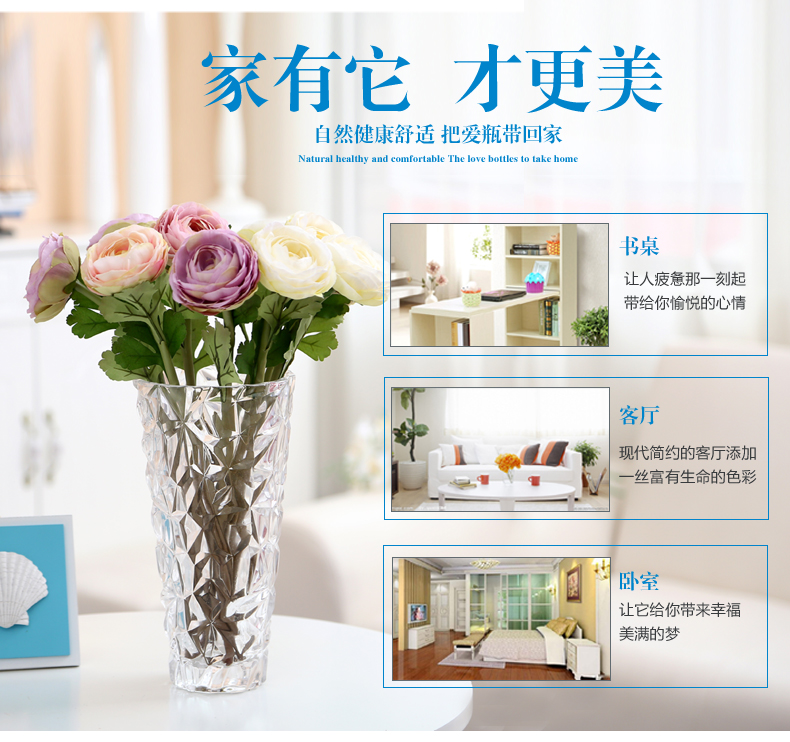 义乌好货 加厚透明玻璃花瓶直筒富贵竹百合水培花盆欧式简约详情2