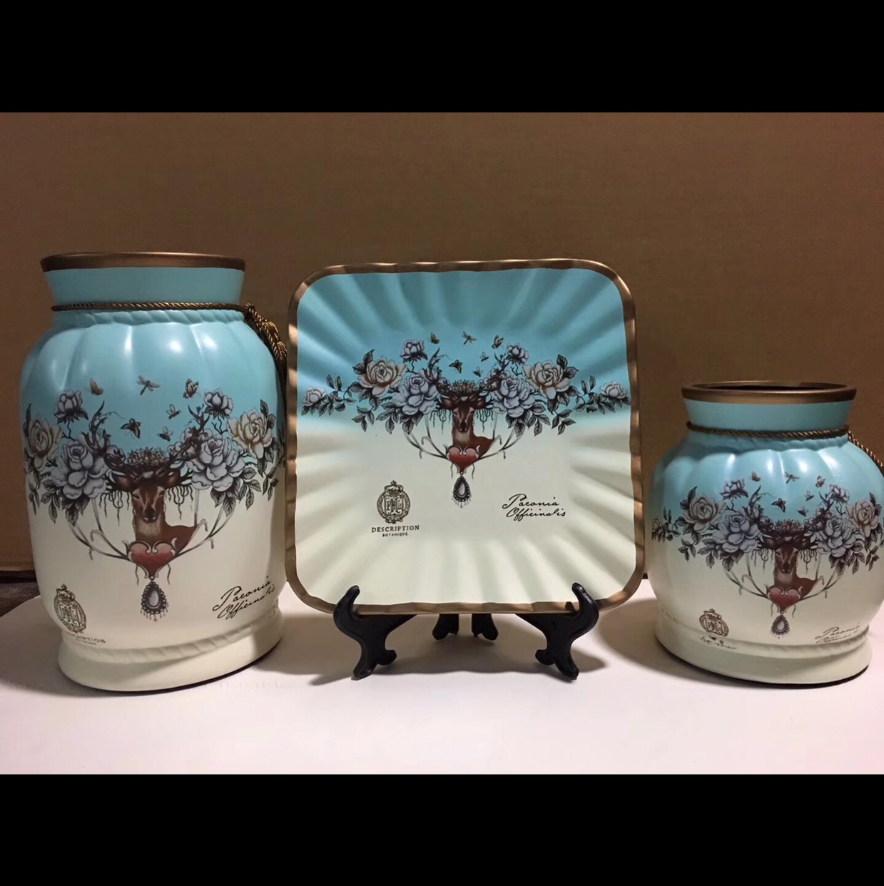 Yiwu fine goods porcelain vase three sets of sitting room cabinet TV cabinet furnishing a decorative floral crafts
