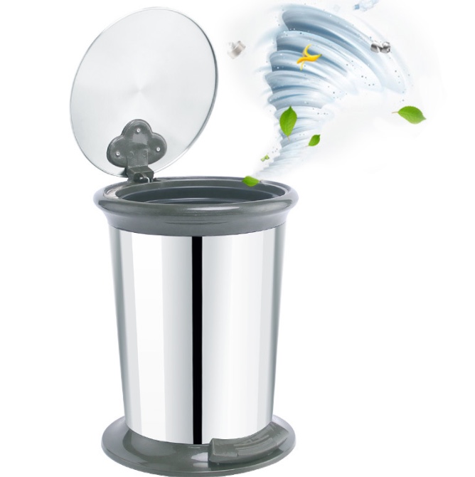 Creative stainless steel trash can, circular trash can for household living room Application Scenario