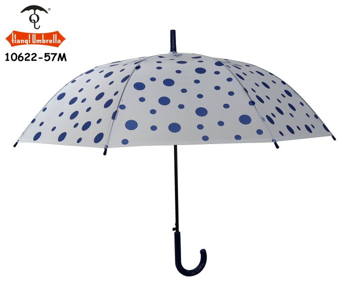 F1-10622-57M新款防紫外线时尚小圆点直杆透明雨伞