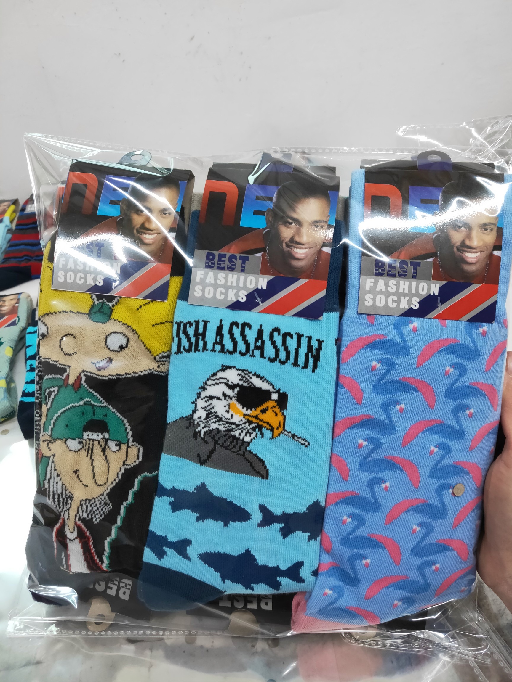 All-cotton trendy foreign trade men's socks cartoon bright color floral pattern socks mixed color and floral pattern socks