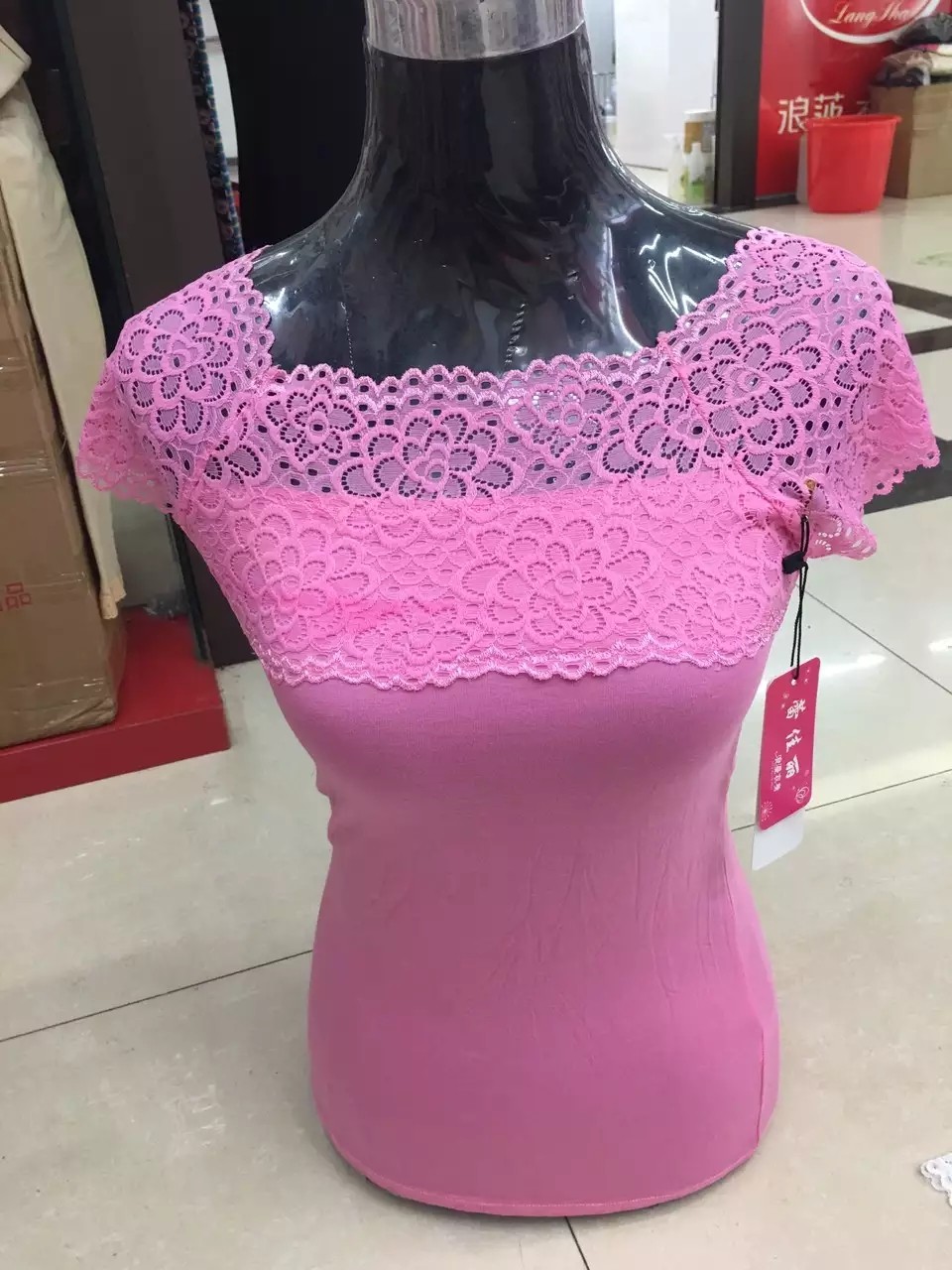 Summer Thin Modal Cotton Vest Lace Splicing V-Neck Short Sleeve T-Shirt Women Wear Short Sleeves