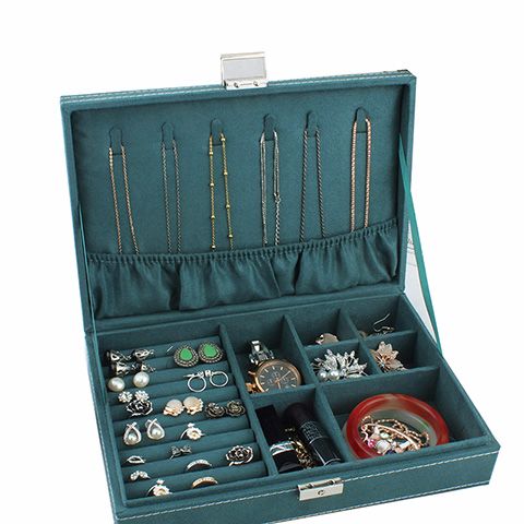 中式饰品盒双层带锁首饰盒绒布木质珠宝盒详情图4