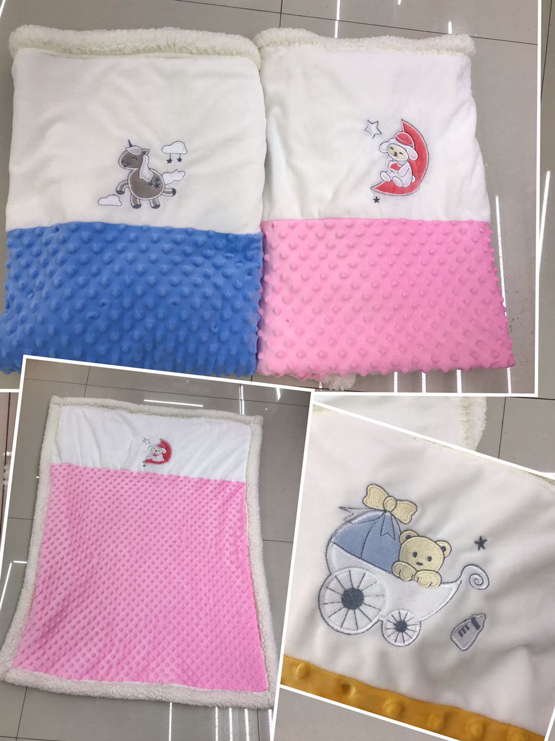 Baby ruffled embroidery blanket thumbnail