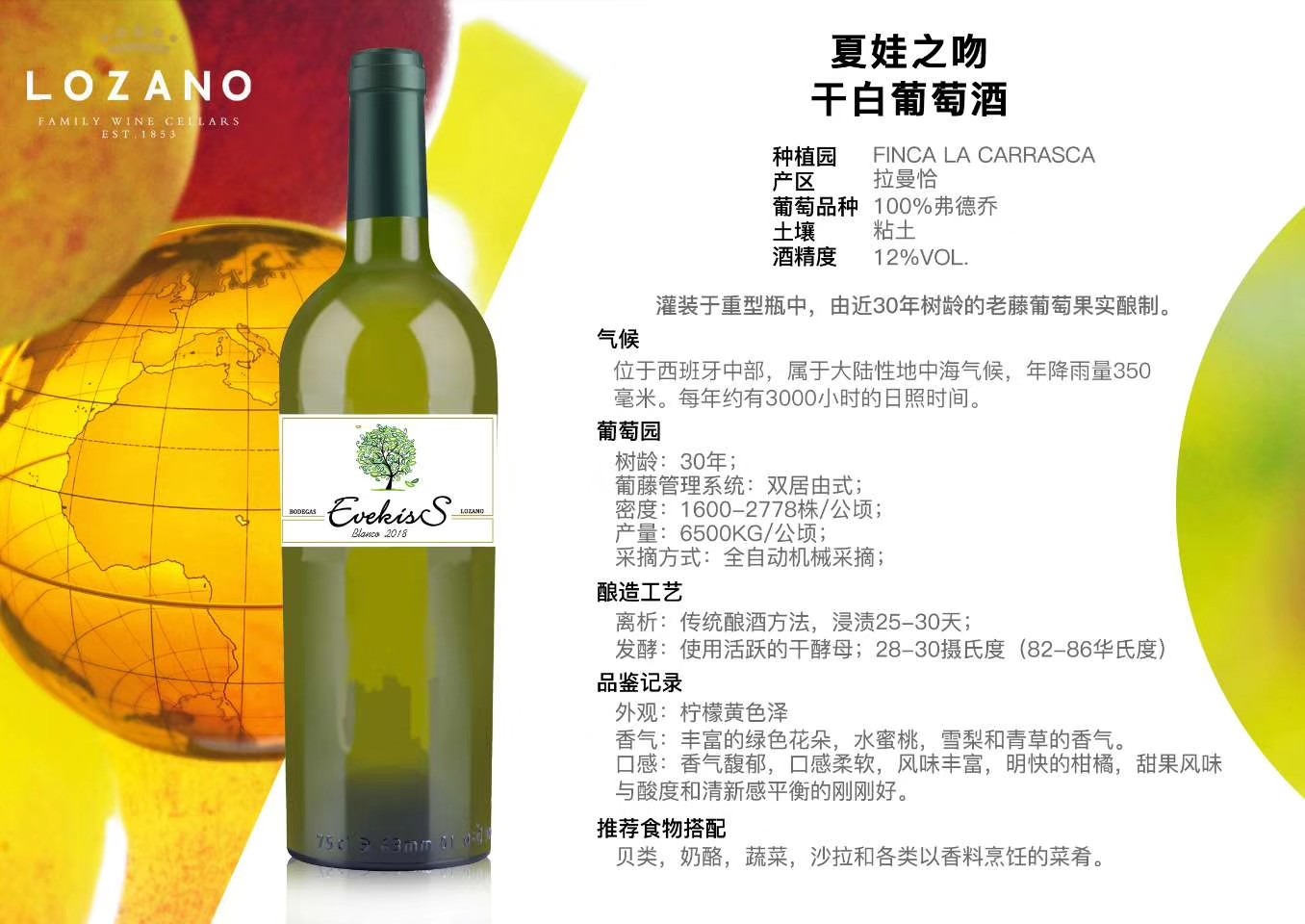 EVEKISS Dry White Wine from Spain in its original bottle details Picture