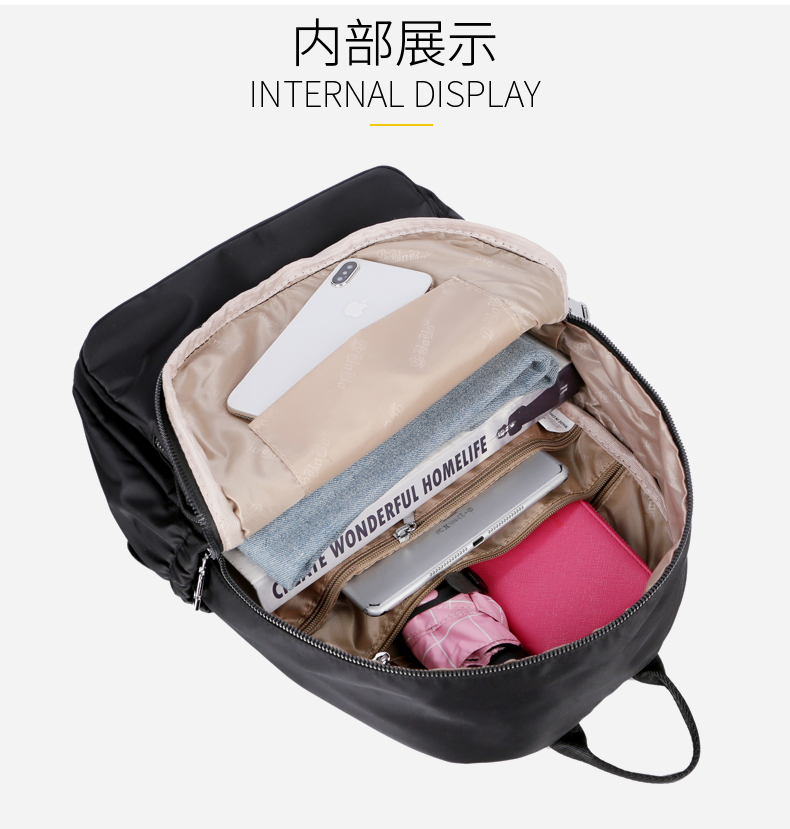 Bobu 2019 New style casual backpack for women, simple and versatile, large-capacity waterproof nylon canvas schoolbag, Korean version for men detail image 7