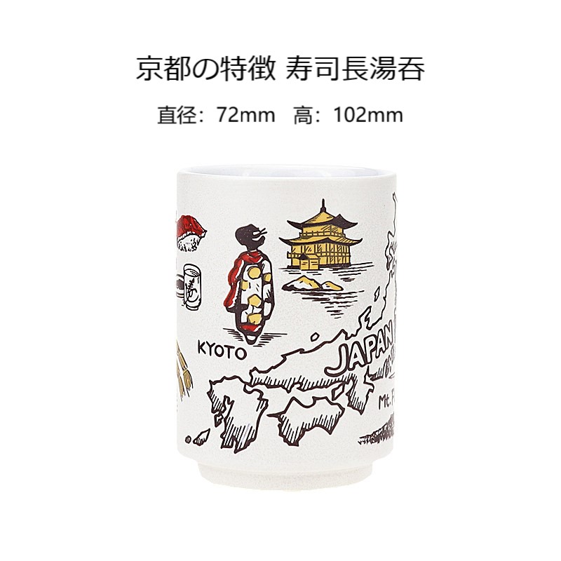 日本进口日本製美浓烧日本风俗图案寿司长汤吞茶杯系列陶瓷产品详情图18