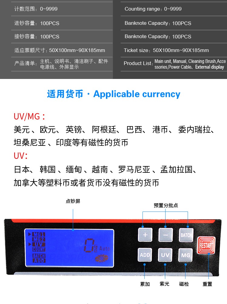 5800D多国货币验钞机详情图4