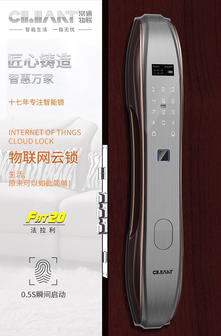 FAT20WIFI smart fingerprint lock Home security door smart password lock remote open connection thumbnail