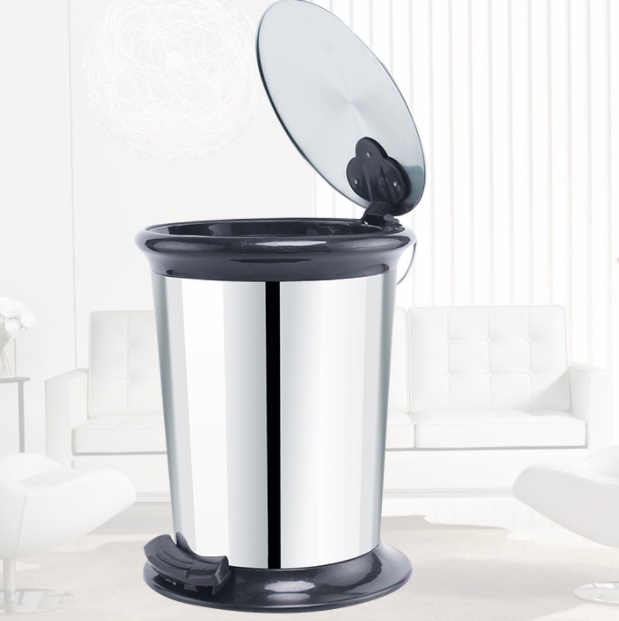 Creative stainless steel trash can, circular trash can for household living room Specification image