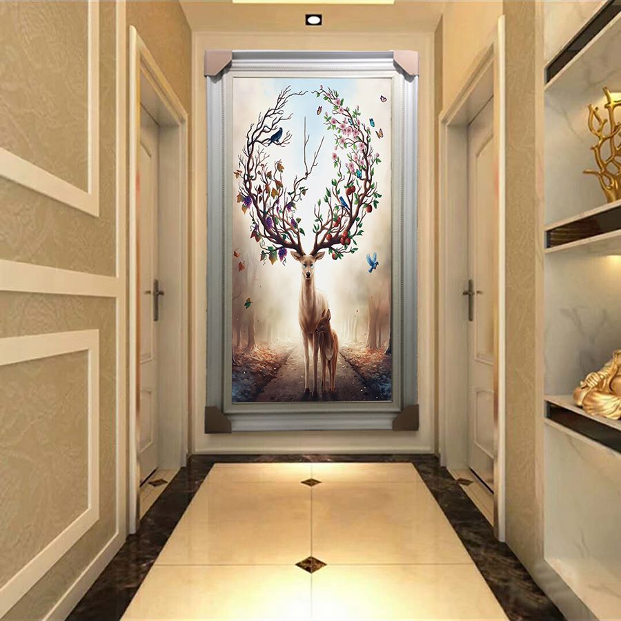 玄关装饰画轻奢入户竖版走廊尽头壁画现代简约客厅过道挂画路路通详情图1