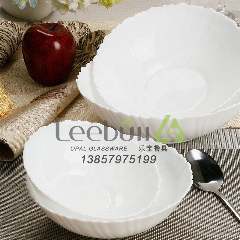 Yiwu Selection tempered glass tableware white jade glass porcelain milky white glass household 6 inch small bowl