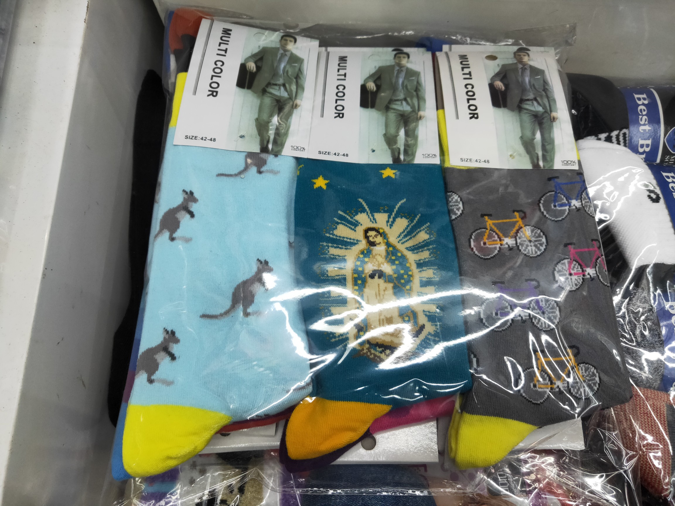 All-cotton export men's socks, flower-patterned trendy socks, cartoon bright color socks undefined