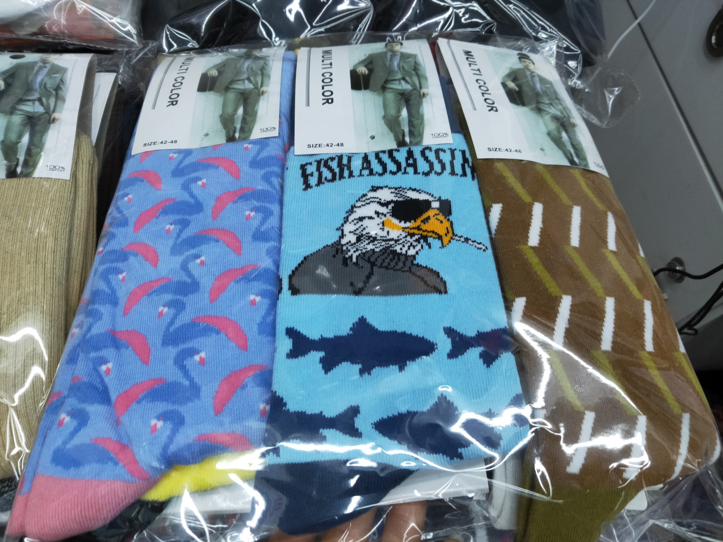 All-cotton export men's socks, flower-patterned trendy socks, cartoon bright color socks undefined