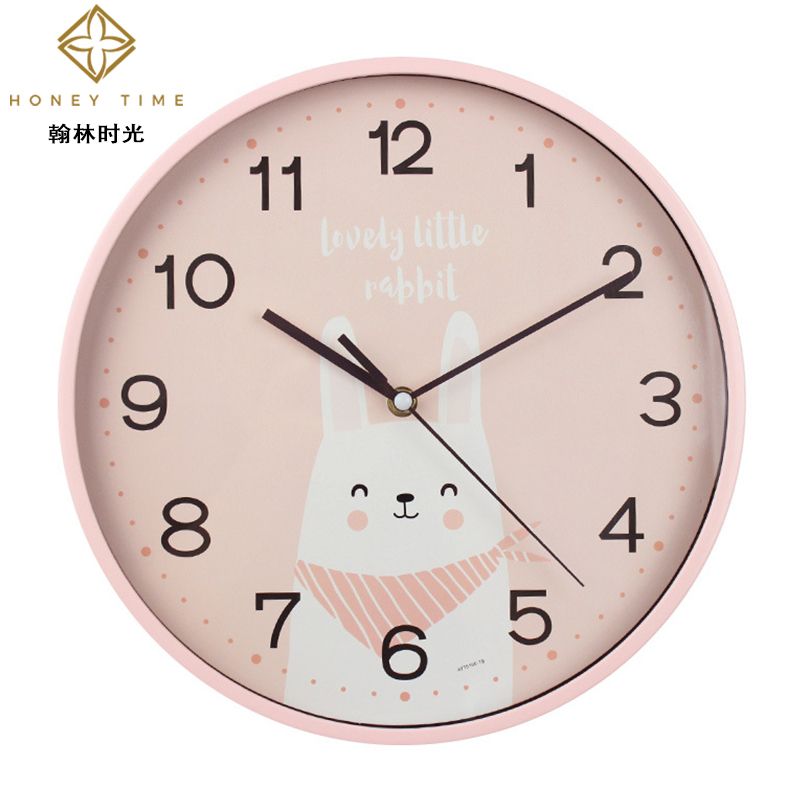 Yiwu Selection creative new cute cartoon small animals 12 inch wall clock bedroom decoration round hand wall clock