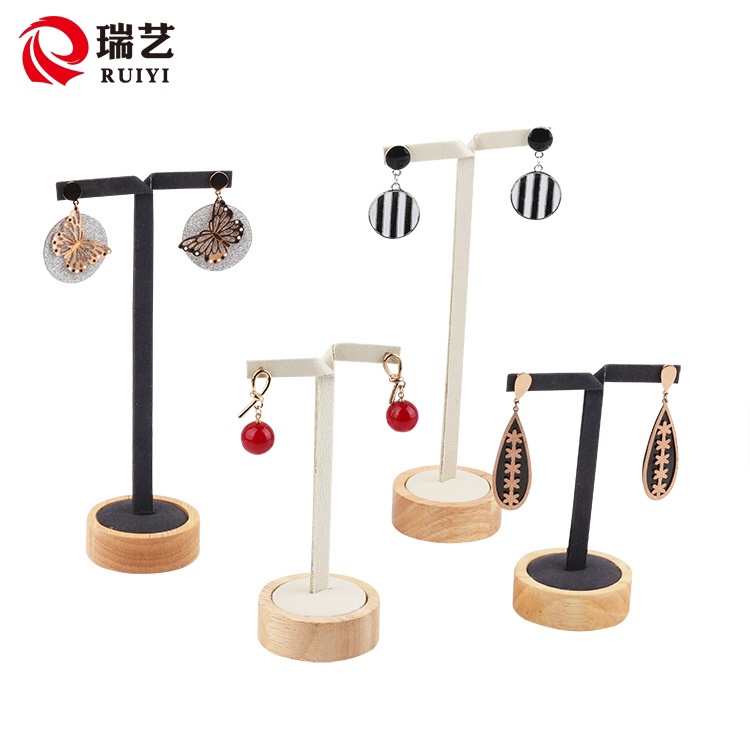 T-shaped earring stud display rack with log base Two-piece earring storage counter display accessories display props