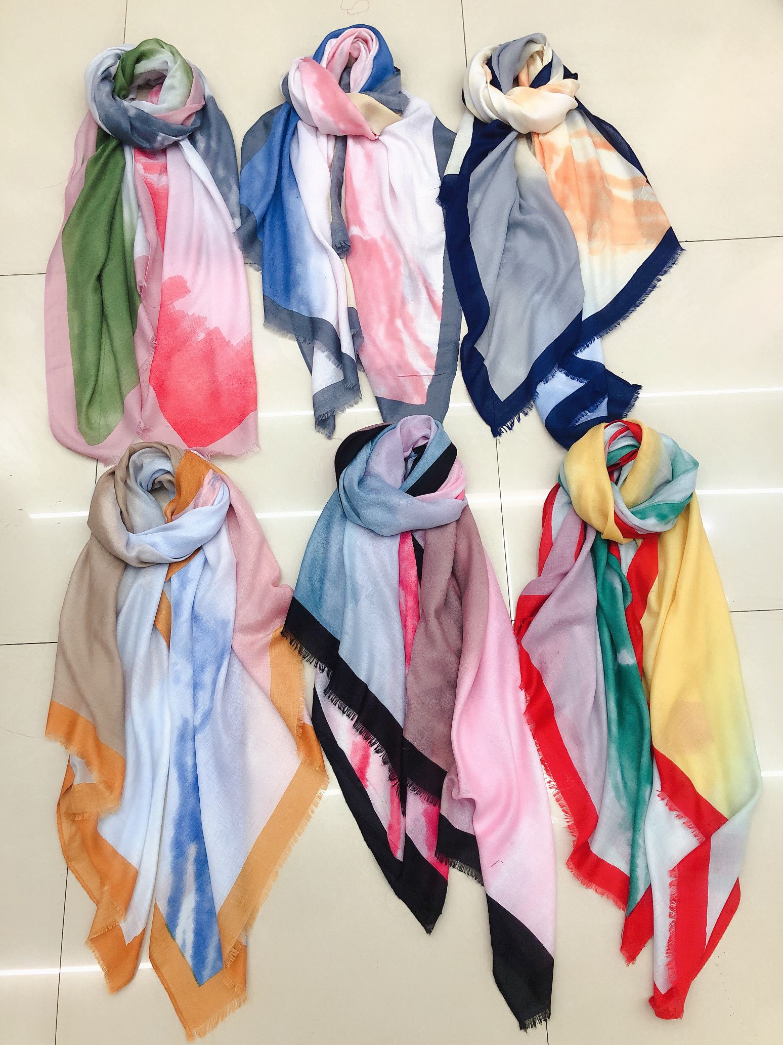 Colorful geometric flowers don't sai beach photo scarf