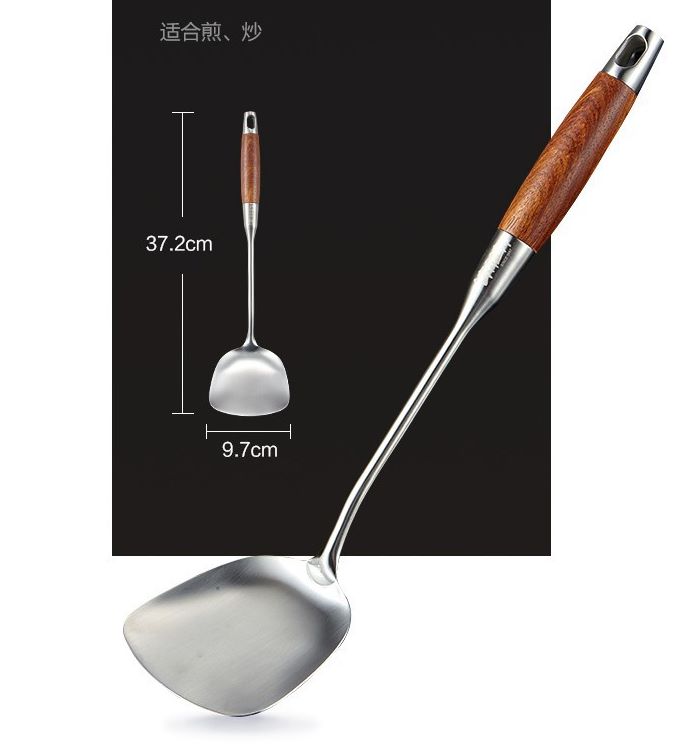 Yiwu Quality stainless steel rosewood kitchenware set, complete household kitchen spatula, cooking spoons and cookware Specification image
