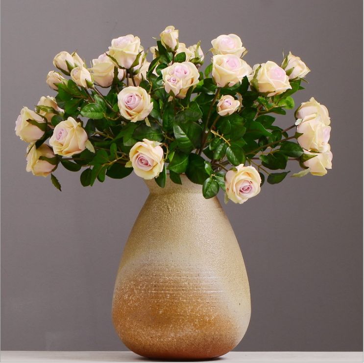 Source multi-head simulated rose bouquet living room TV cabinet home decoration fake flowers table flowers place flowers