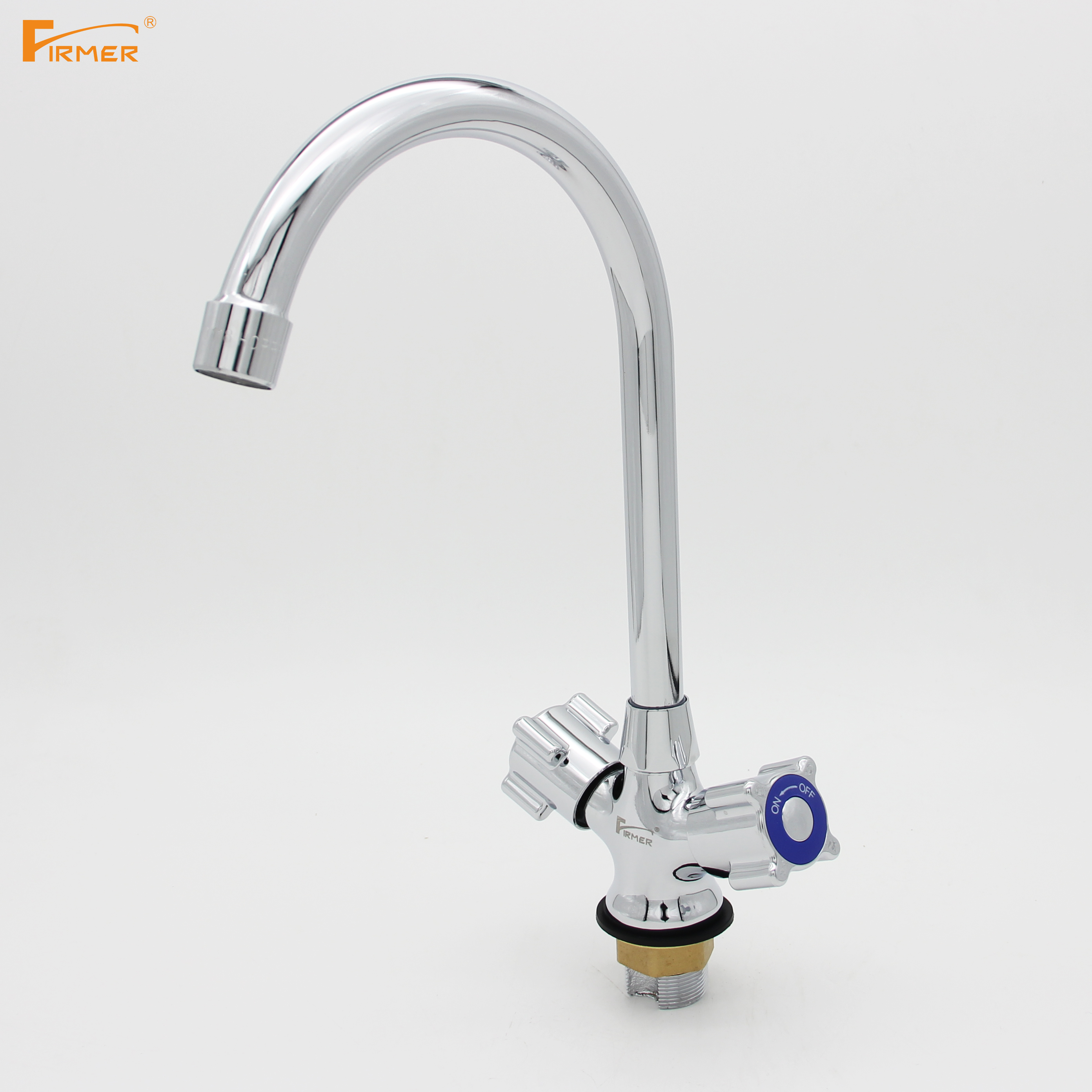 Yiwu Good goods FIRMER YLN1117-3-J Kitchen faucet cold and hot all-copper sink Faucet Double handle double switch detail image 1