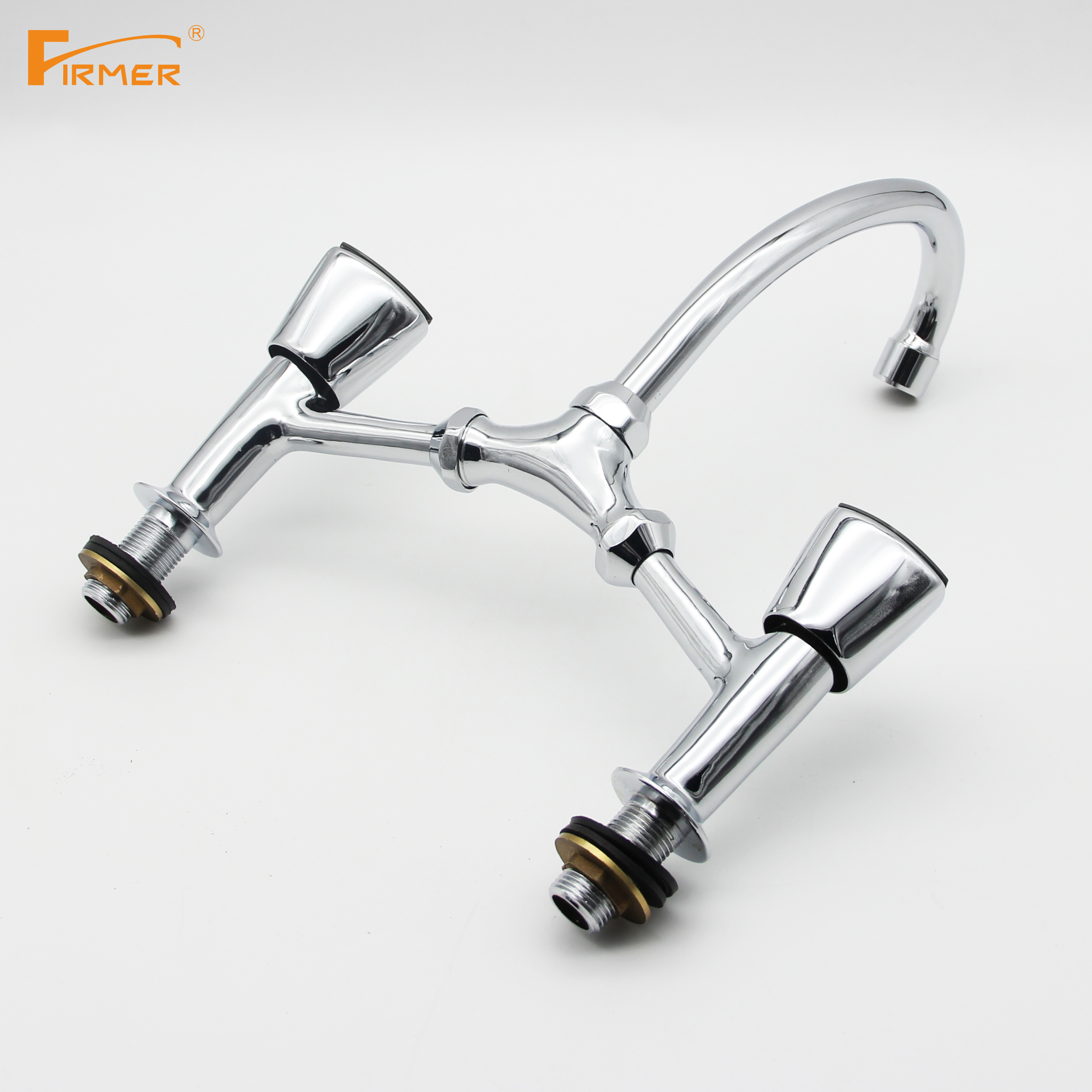 FIRMER brand cross-border kitchen all-copper faucet, hot and cold sink, sink, kitchen faucet, double-handle washing faucet, kitchen faucet pic 3
