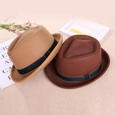 Vintage top hat bowler hat Autumn-winter jazz hat Tibetan felt hat sunshade for men and women British gentlemen fashion all match jazz hat thumbnail